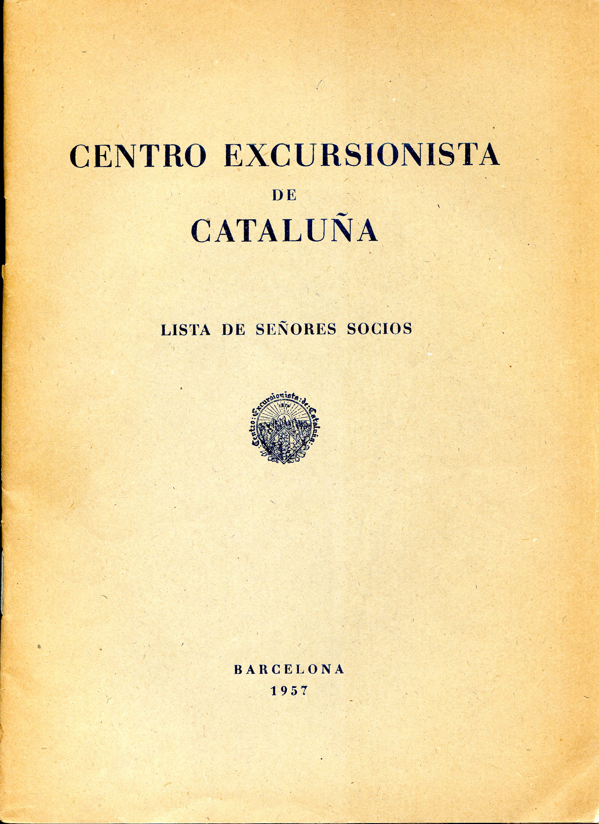 Centro Excursionista de Catalunya : Lista de señores socios - Portada